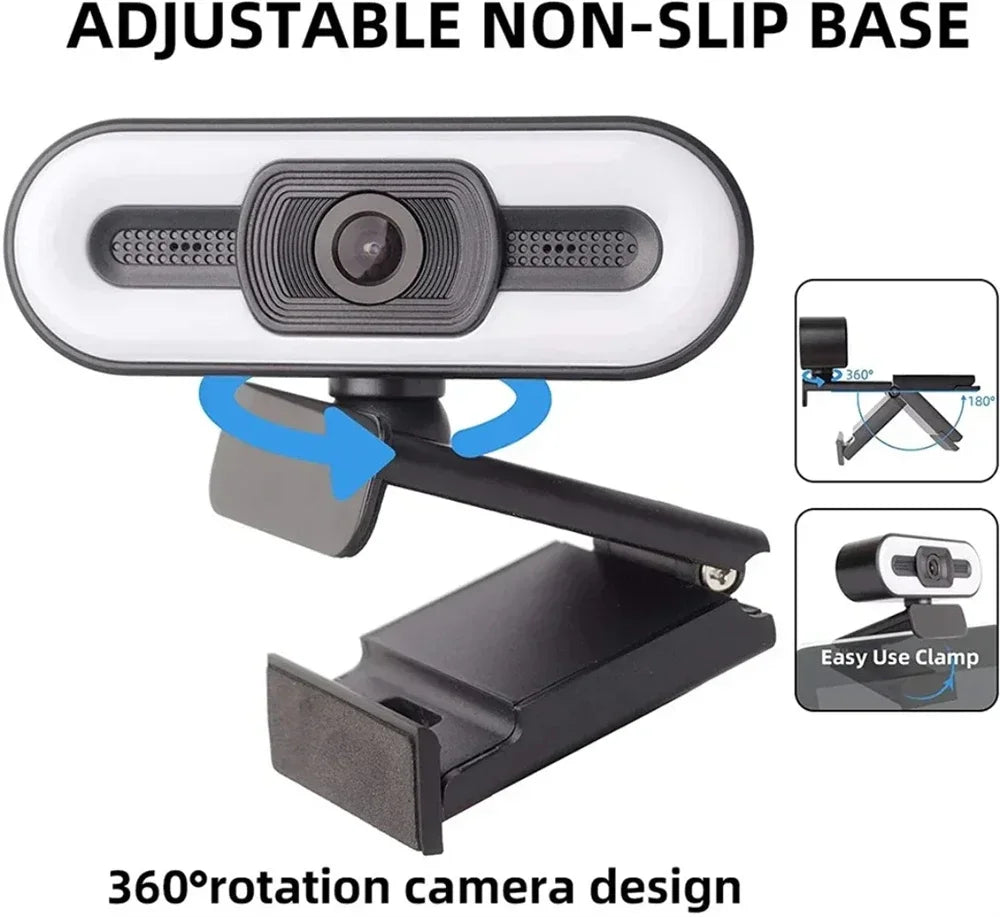 USB-webbkamera med mikrofon och utfyllnadsljus – 2K/4K-val