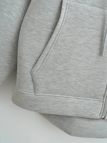 HH Autumn Winter Women's Zipper Hoodie Coat High Street Double Pockets Oversize Jakcet Loose Sweatshirts Outerwear Top
