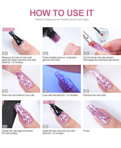Poly Nail Gel Set 6/8PCS Poly Nail Gel Set For Nail Extension Transparent Brown Finger Quick Building Gel Poly Extension Gel Set