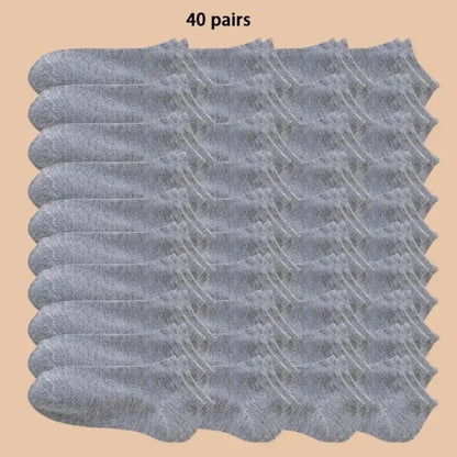 Unisex Båtsockor – Tunna, Andningsbara, Anti-lukt, 6–40-pack, Svart/Vit/Grå