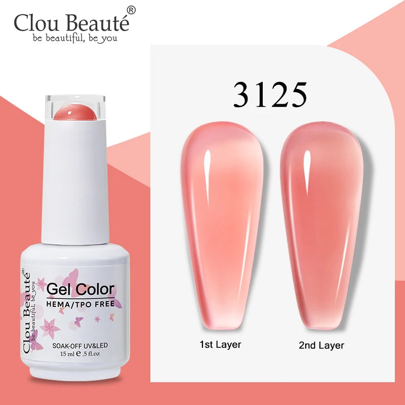 Clou Beaute Semi-transparent Jelly Color UV Gel Manicure Gel Nail Nail Supplies For Professionals Semi-permanent Varnish 15ml