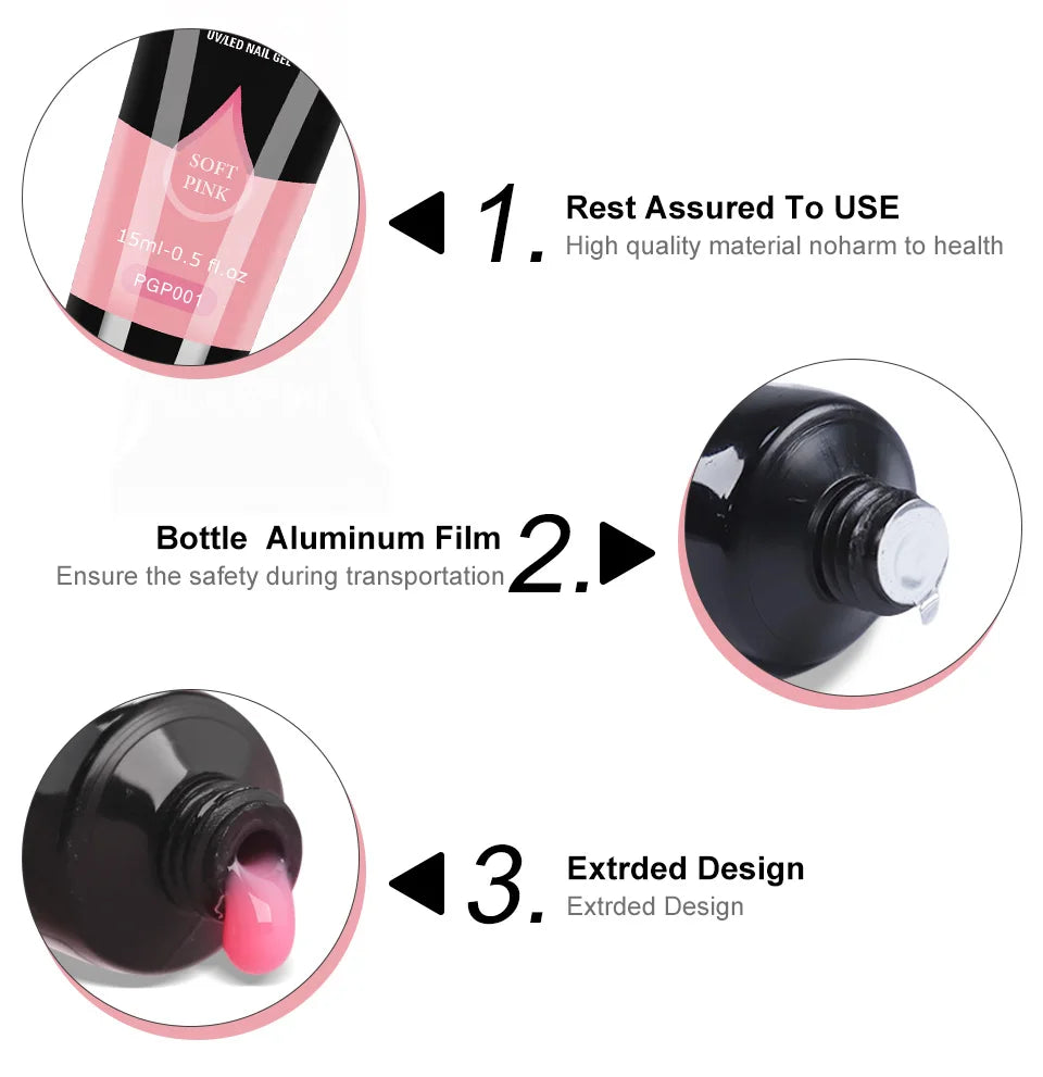 LIMEGIRL 25Colors Poly Extension Nail Gel For Nails Art Acrylic Manicure Design UV Varnishes Semi Permanent Quick Extension Gel