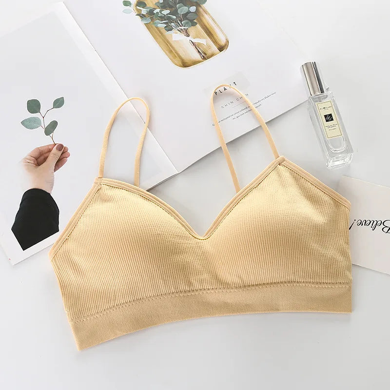 Women Non Wired Bras Seamless Bras Sports Bra Gym Running Push Up Bralette Padded Vest Elastic Brassiere Women Gym Bra Top