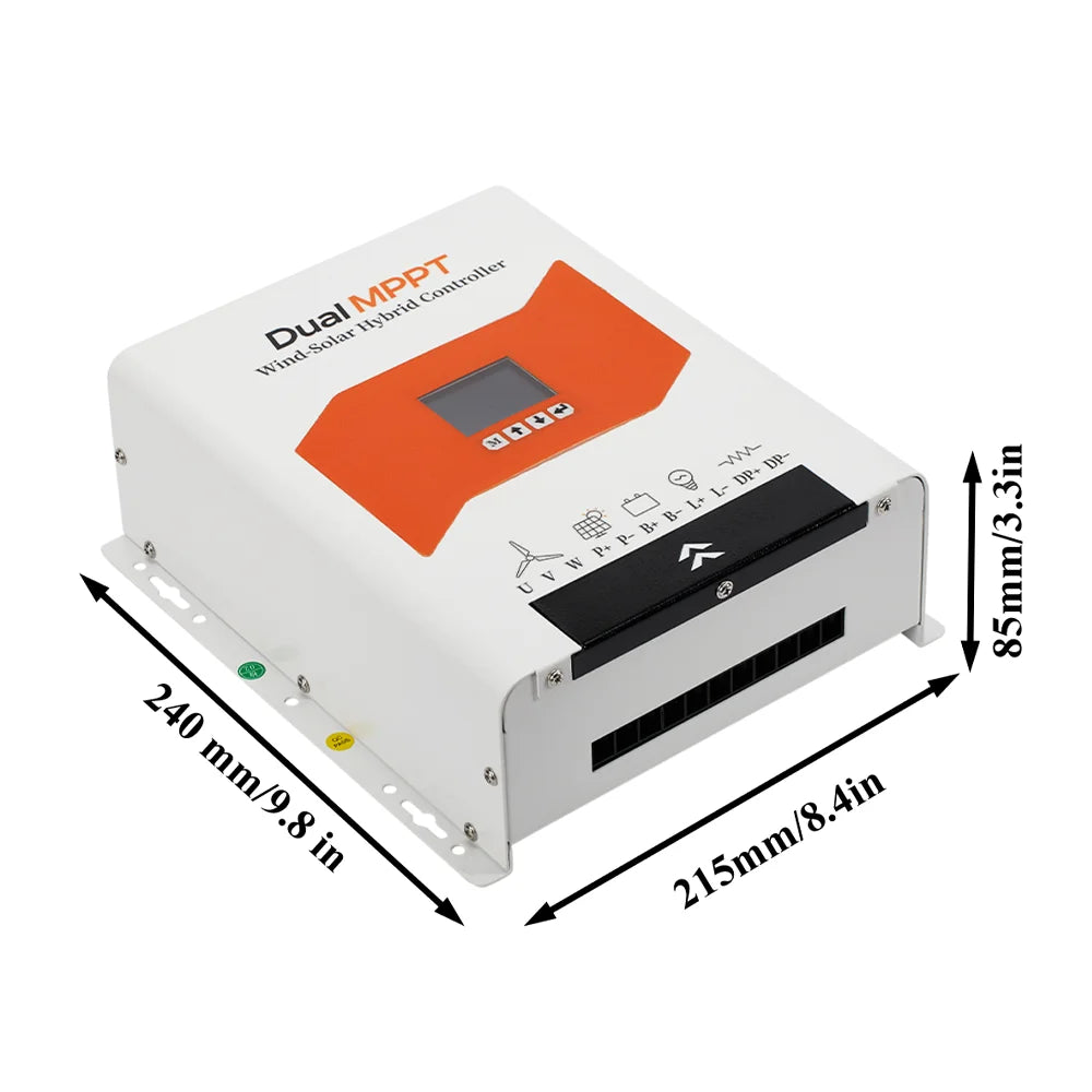 EKPAOWE Vertikal Vindturbin 3kW 12V/24V/48V – MPPT, Dual MPPT Sol+Vind Hybrid eller med 4×100W Solpaneler, EU-lager Polen
