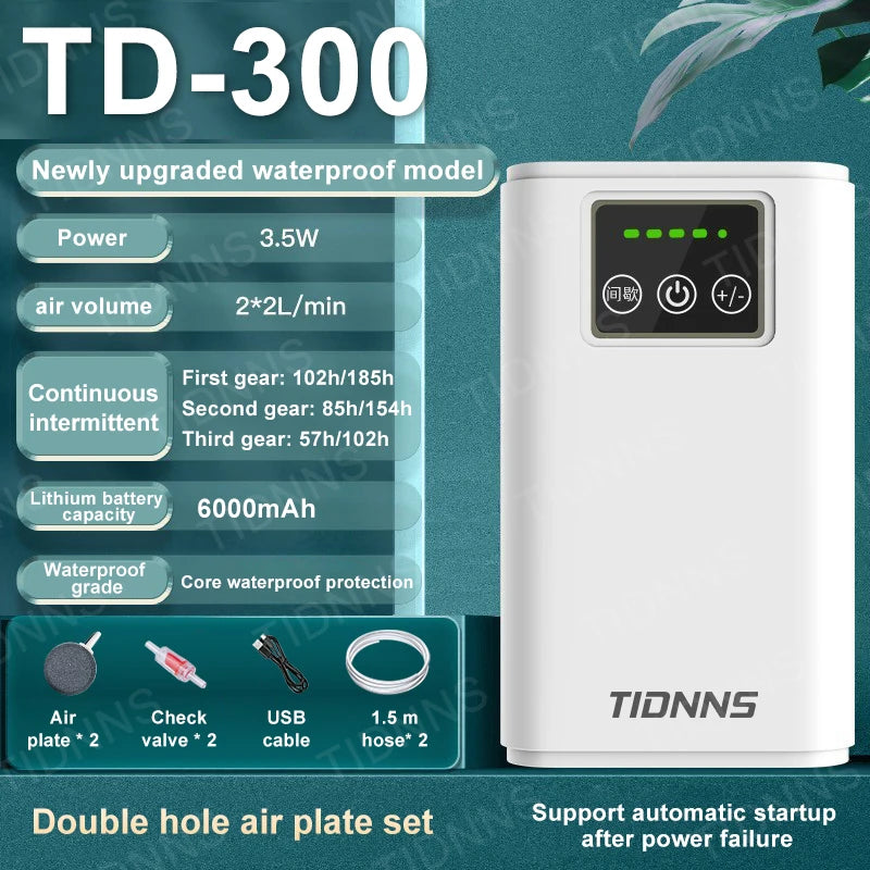Fish Tank Oxygen Pump Charging Dual-Purpose Air Pump Usb Lithium Battery Household Portable Silent Fishing Tool Outdoor