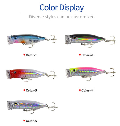 1Pcs Fishing Lures 7cm/9.4g Popper Bait 2024 New Topwater Plastic Artificial Hard Bait Crankbait Wobblers Perch Fishing Tackle