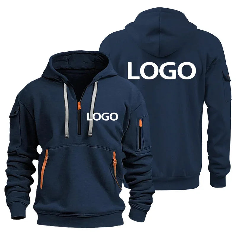 Hoodie med Dragkedja och Armfickor – Eget Tryck eller Logotyp | Herr S–XXXL