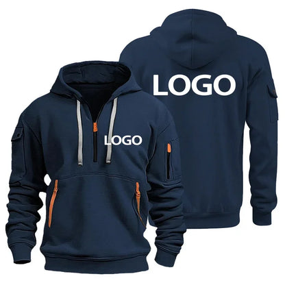 Hoodie med Dragkedja och Armfickor – Eget Tryck eller Logotyp | Herr S–XXXL