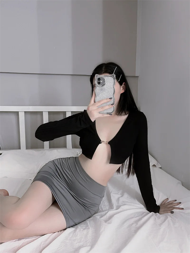 Sexy Thin Skinny Mini Skirt Without Lining Solid Color Low-rise See-through Hip Lifting Short Skirt Women Clubwear