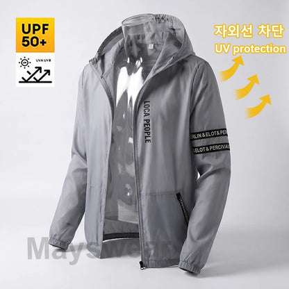 UPF50+ Sommarvindjacka Herr – Tunn, Vattentålig & Snabbtorkande med Huva, M–5XL