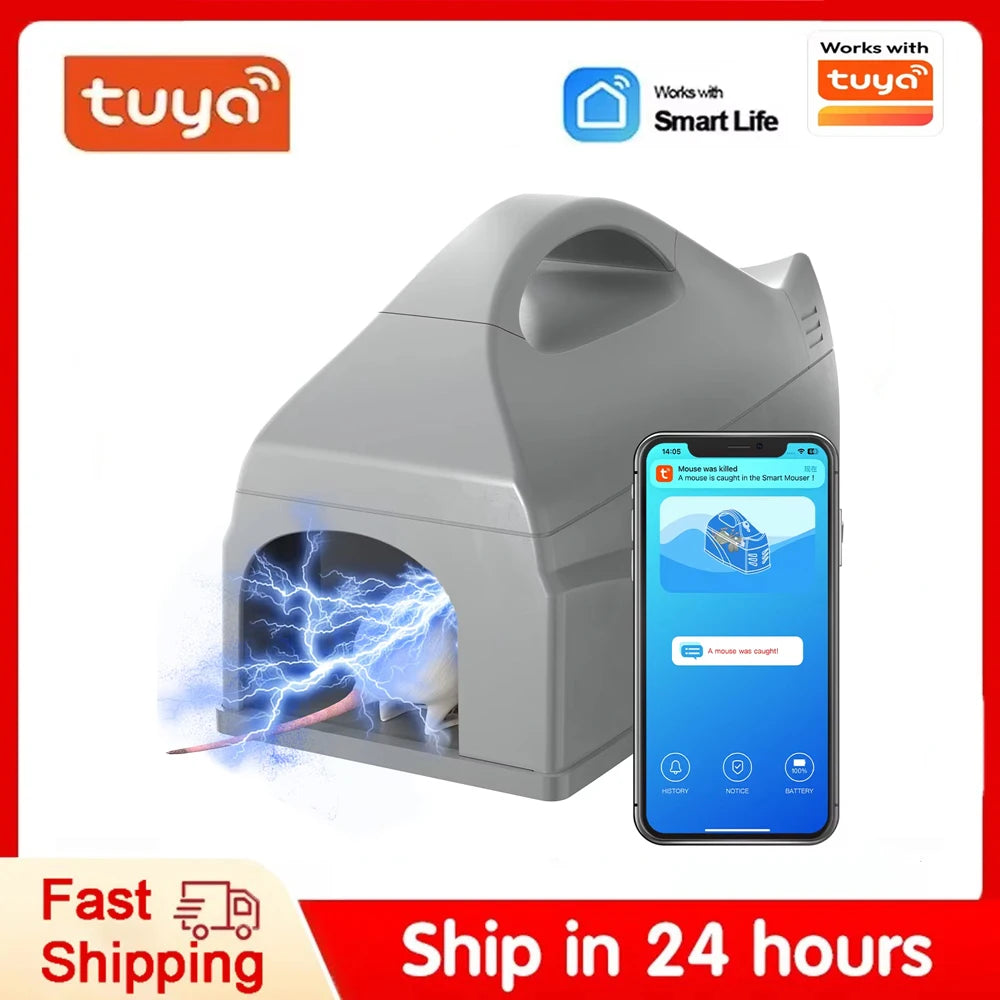 Tuya WiFi Smart Elektrisk Råttfälla 6000V Högspänning Gnagare Mördar Återanvändbar Anti-Rymnings Musfälla Fungerar Med Smartlife APP