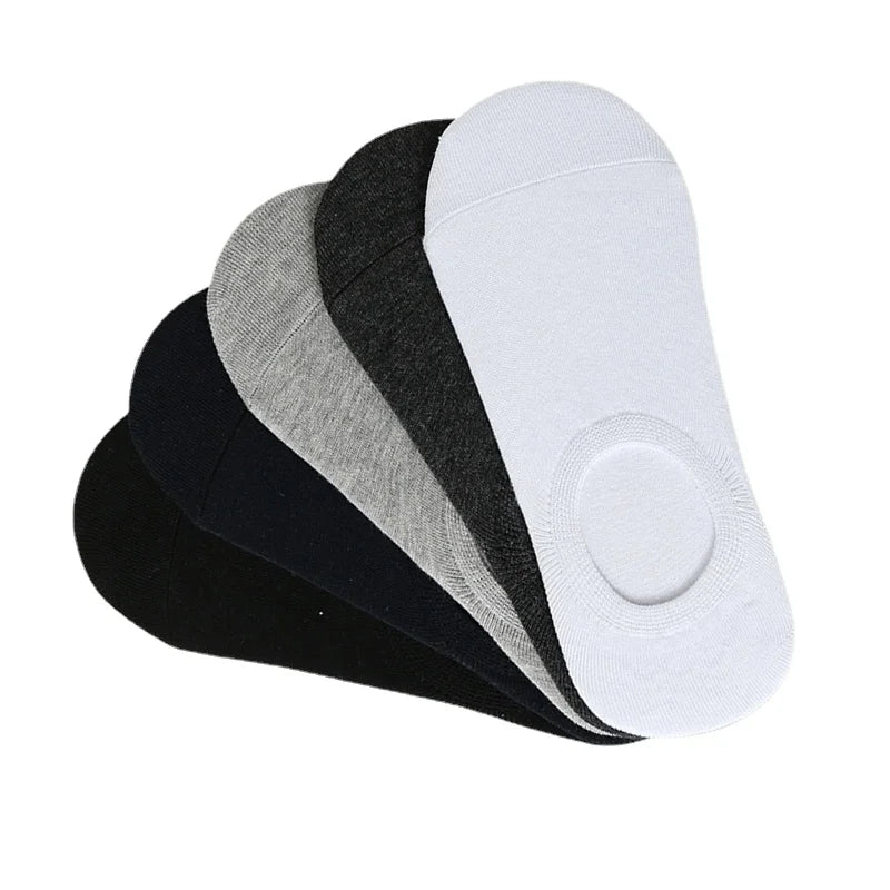 5 Pairs Women's Socks Soft Cotton Breathable Ankle Short Socks Spring Summer Solid Color White Black Anti-slip Boat Sock For Men