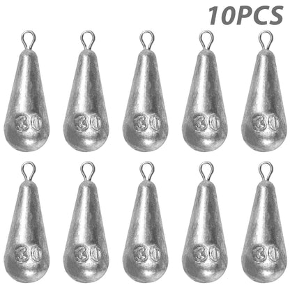 Fishing Weights Sinkers, 10 Sizes Teardrop-Shaped Fishing Lead Sinkers, Bass Casting Drop Shot Weights for Saltwater Freshwater