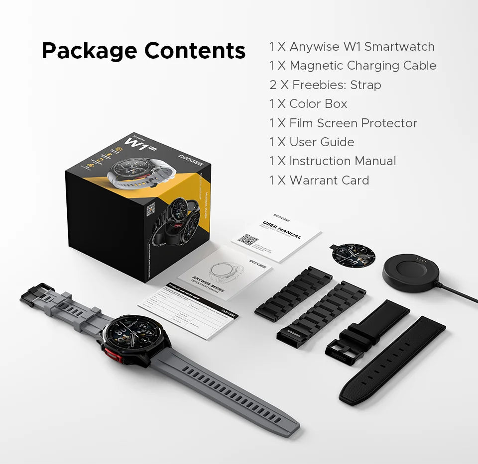 DOOGEE ANYWISE W1 PRO Smartwatch 1.43'' 5ATM Water Resistance 178 Sports Modes Health Monitoring Geomagnetic Sensor Offline Maps