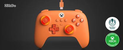 8BitDo Ultimate C Kabelansluten Xbox Handkontroll – Hall Effect GuliKit RGB Fire Ring USB Xbox Series X|S/One/PC Windows 10/11
