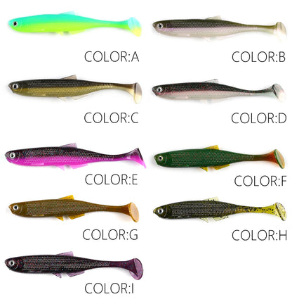 Supercontinent leanness ShadTeez T-tail 5cm/7.5cm/12cm Pike Zander Predator Fishing 3d eyes Soft lure Fishing lures
