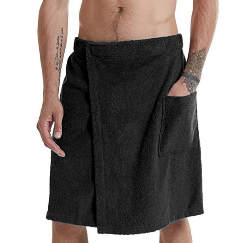 Men's Shorts 2025 Wearable Bath Towel Bathhouse Shower Room Bathrobe Pocket Bath Towel Clothing