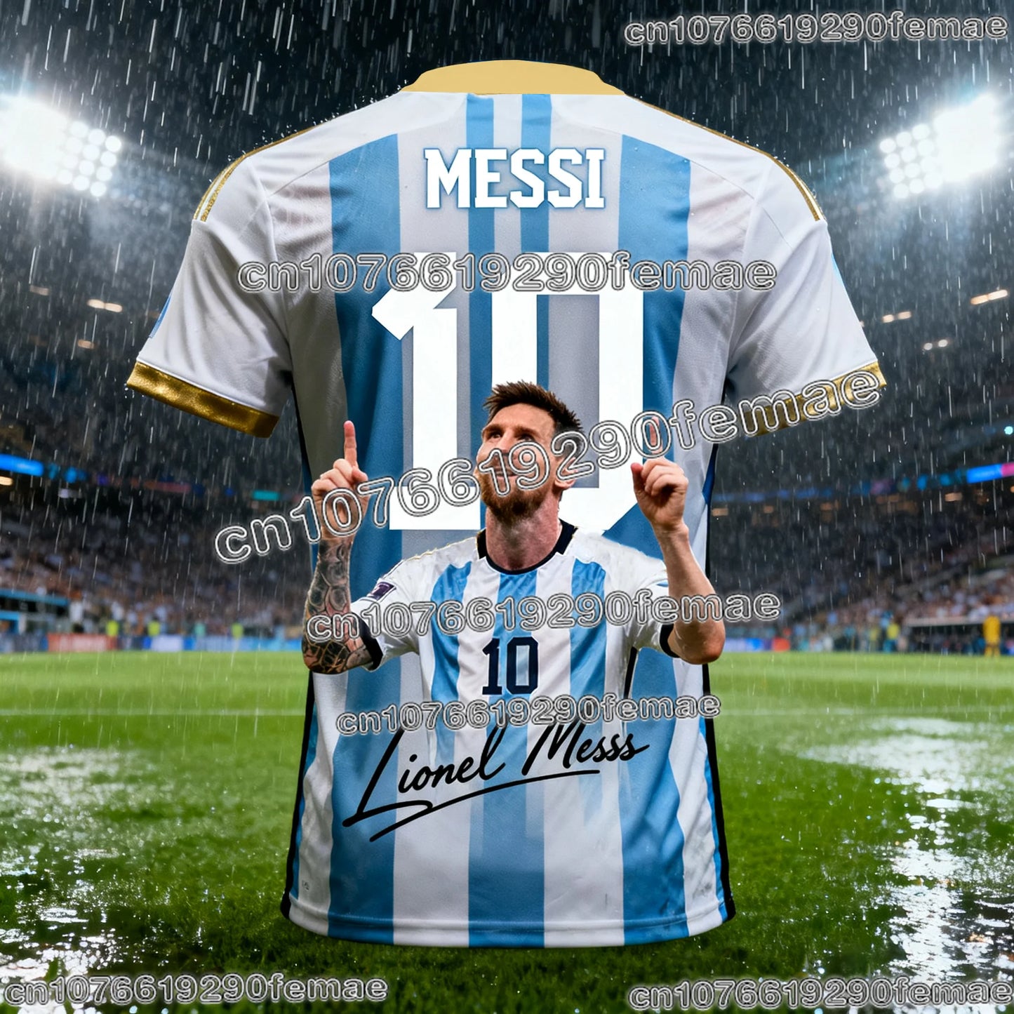 2026 AI MESSI #10 Fan Edition Football Jersey Kids and Adults Soft Training Tee Suitable for Hot Summer Sports Activities