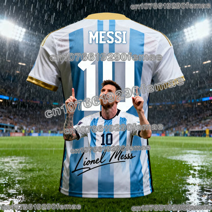 2026 AI MESSI #10 Fan Edition Football Jersey Kids and Adults Soft Training Tee Suitable for Hot Summer Sports Activities