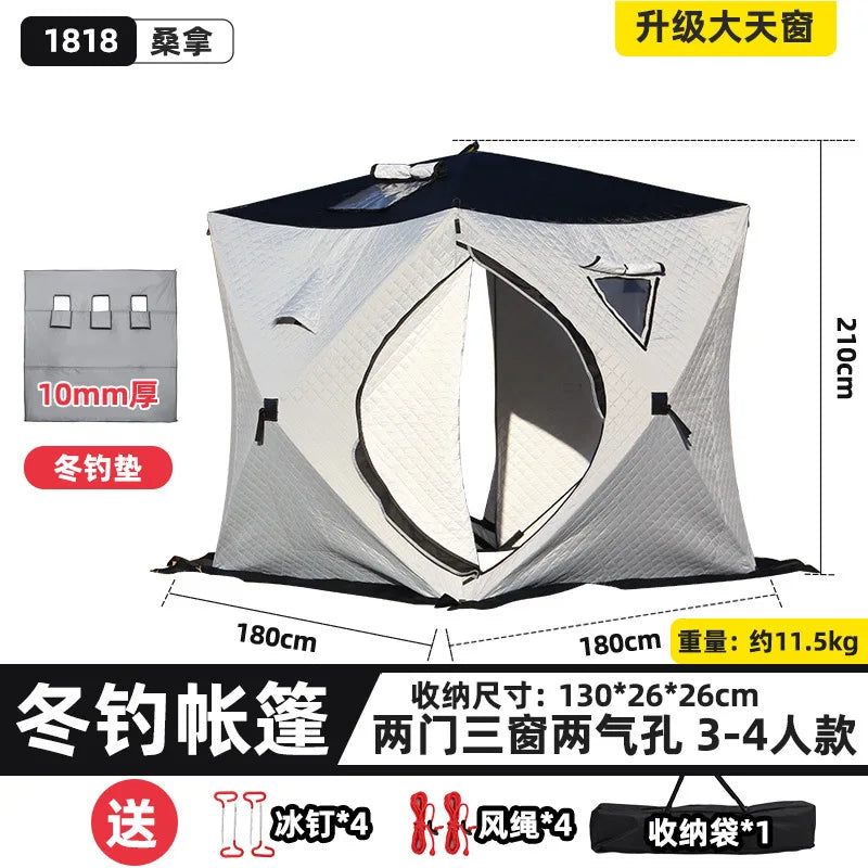 Steam sauna tent winter fishing  outdoor warm snow fishing house winter chimney mouth ice fishing tent