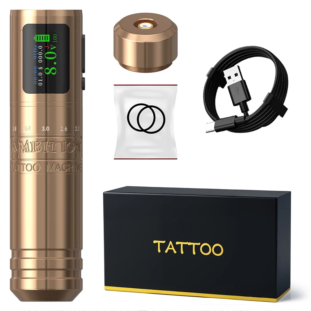 Ambition C1 Adjustable 7 Strokes 2.0-4.2mm Wireless Tattoo Machine Coreless Motor Billing Battery 1900mAh For Tattoo Body Artist