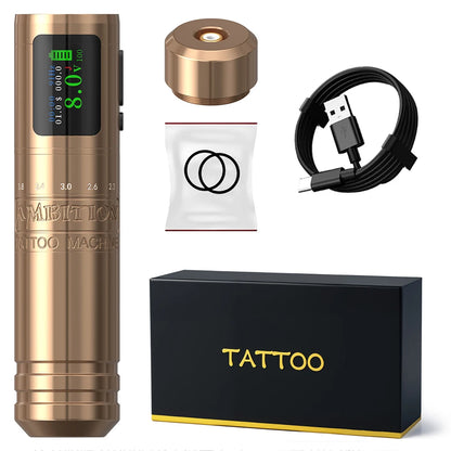 Ambition C1 Adjustable 7 Strokes 2.0-4.2mm Wireless Tattoo Machine Coreless Motor Billing Battery 1900mAh For Tattoo Body Artist