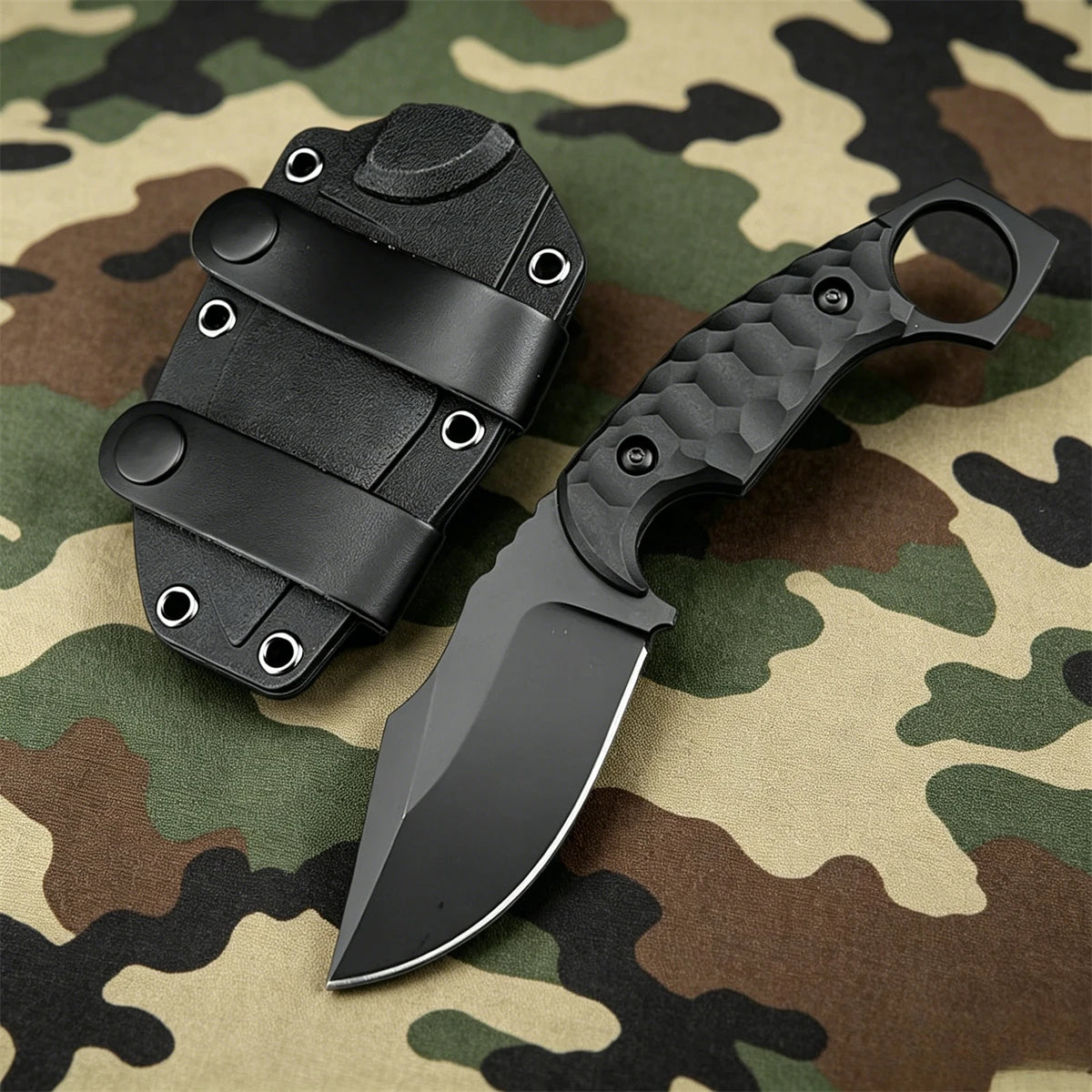 Multi-Purpose Fixed-Blade Knife, 5Cr13MoV Steel Nylon Fiber Handle with Sheath – Great for Jungle Survival and Outdoor Camping
