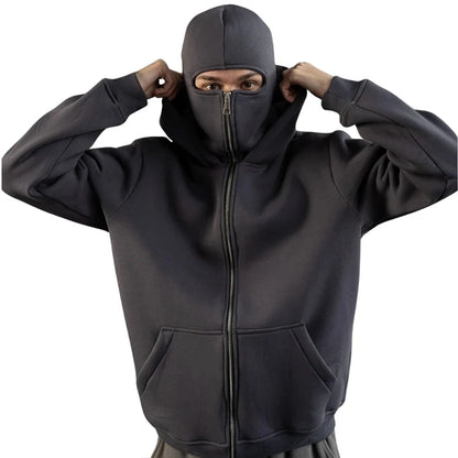 Hoodie Dubbelhuva & Ninja-mask Eget Tryck – Dragkedja | Reklamkläder & Profilprodukter