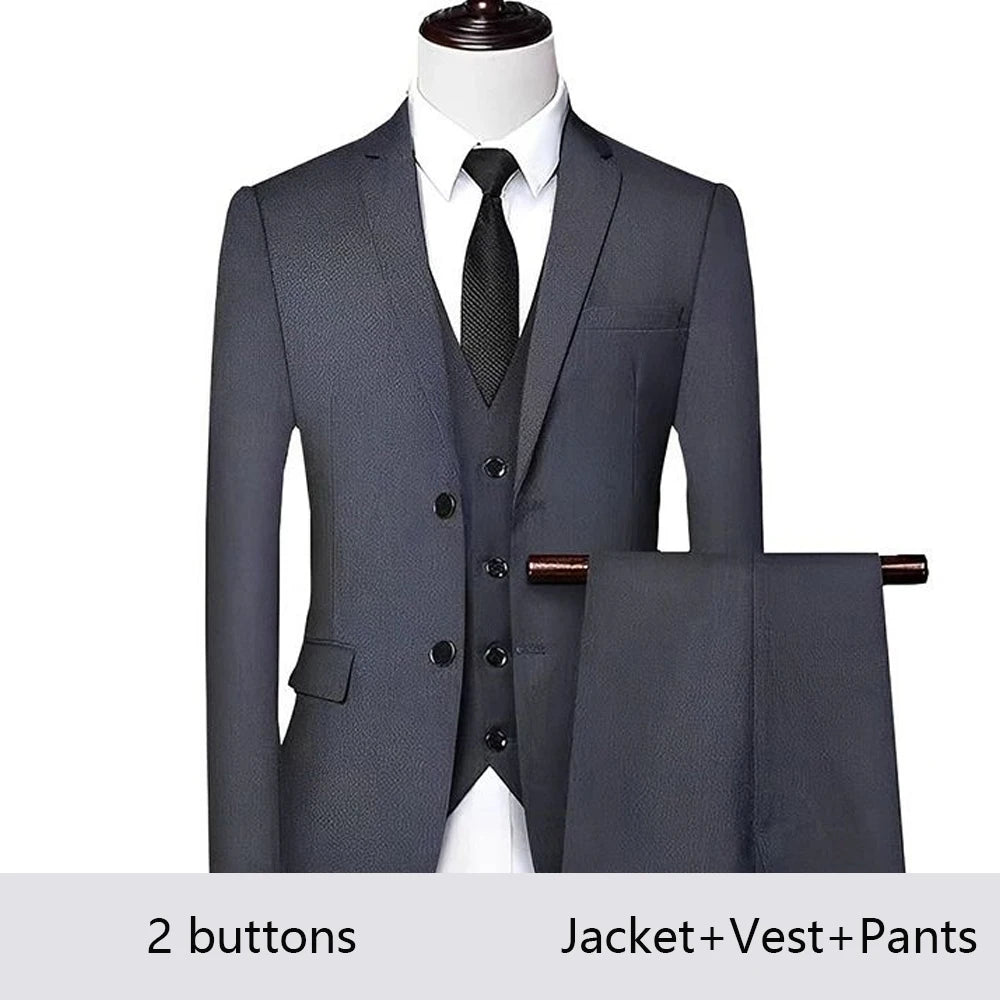 High Quality Men Suits For Wedding 2 Pieces 3 Sets Blazers Stretch Elegant Formal Jackets Vest Pants Full 2025 Tailored Costume
