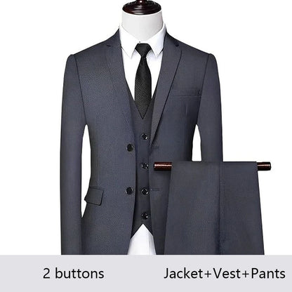High Quality Men Suits For Wedding 2 Pieces 3 Sets Blazers Stretch Elegant Formal Jackets Vest Pants Full 2025 Tailored Costume