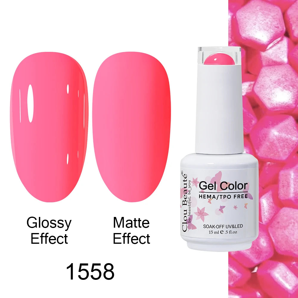 Clou Beaute Gel Nail Polish Neon Brown Royal Blue Red Green Pastal Nude Nail Art Varnishes Gel Lacquer Top Coat UV Gel Nail