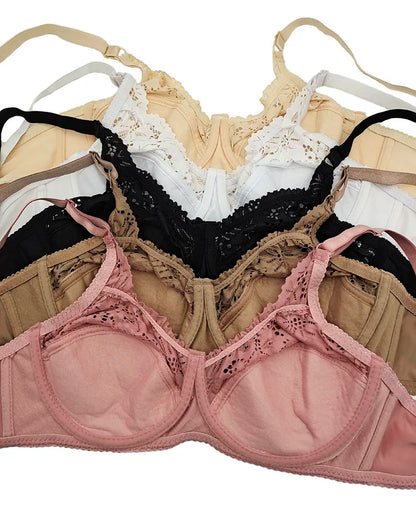Sexy Lace Women Bra Top Full Cup Minimizer Floral Large Chest Big Bust Bh Thin Padded Cotton Bralette Underwire Push Up Bras C27
