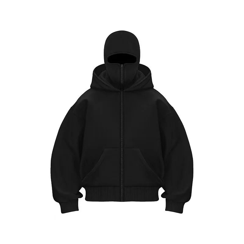 Hoodie Dubbelhuva & Ninja-mask Eget Tryck – Dragkedja | Reklamkläder & Profilprodukter