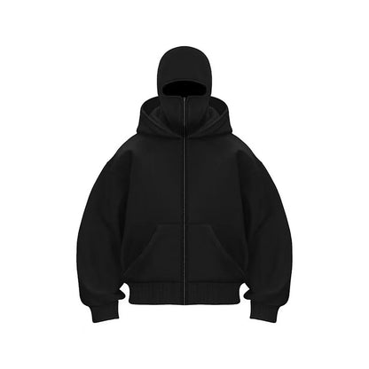 Hoodie Dubbelhuva & Ninja-mask Eget Tryck – Dragkedja | Reklamkläder & Profilprodukter