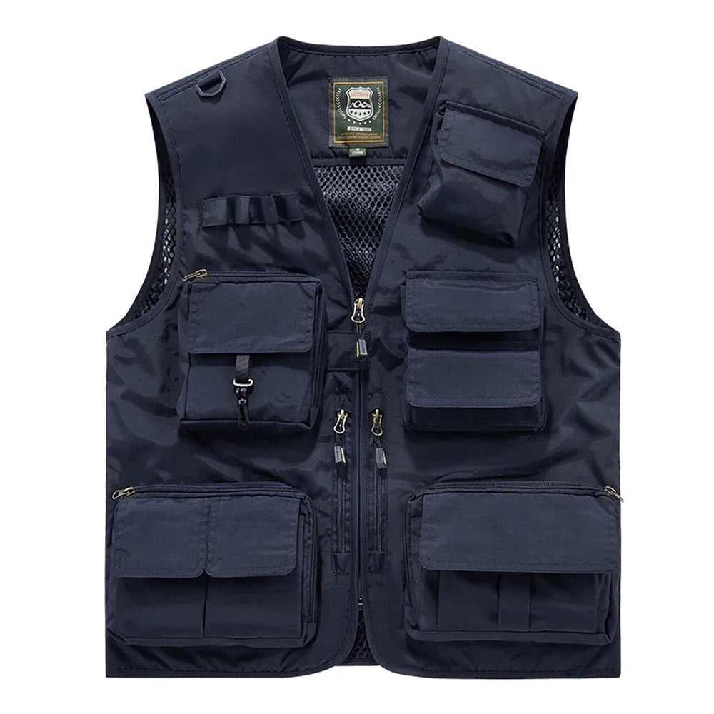 S-7XL Multi Pocket Work Vest for Men Women Volunteer Working Uniforms Logo Printing Fishing Photography Workwear Vest