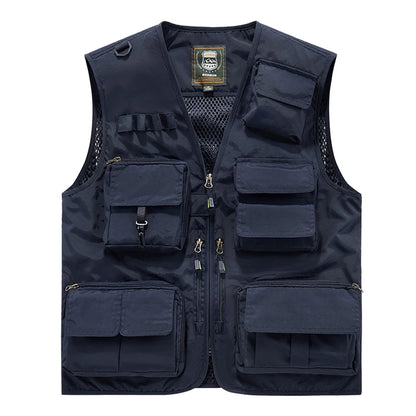 S-7XL Multi Pocket Work Vest for Men Women Volunteer Working Uniforms Logo Printing Fishing Photography Workwear Vest