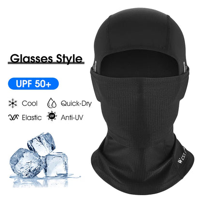 WEST BIKING Cool Men's Hat Summer Anti-UV Full Face Cover Motorcycle Balaclava Ice Silk Breathable Bike Helmet Mask Cycling Caps