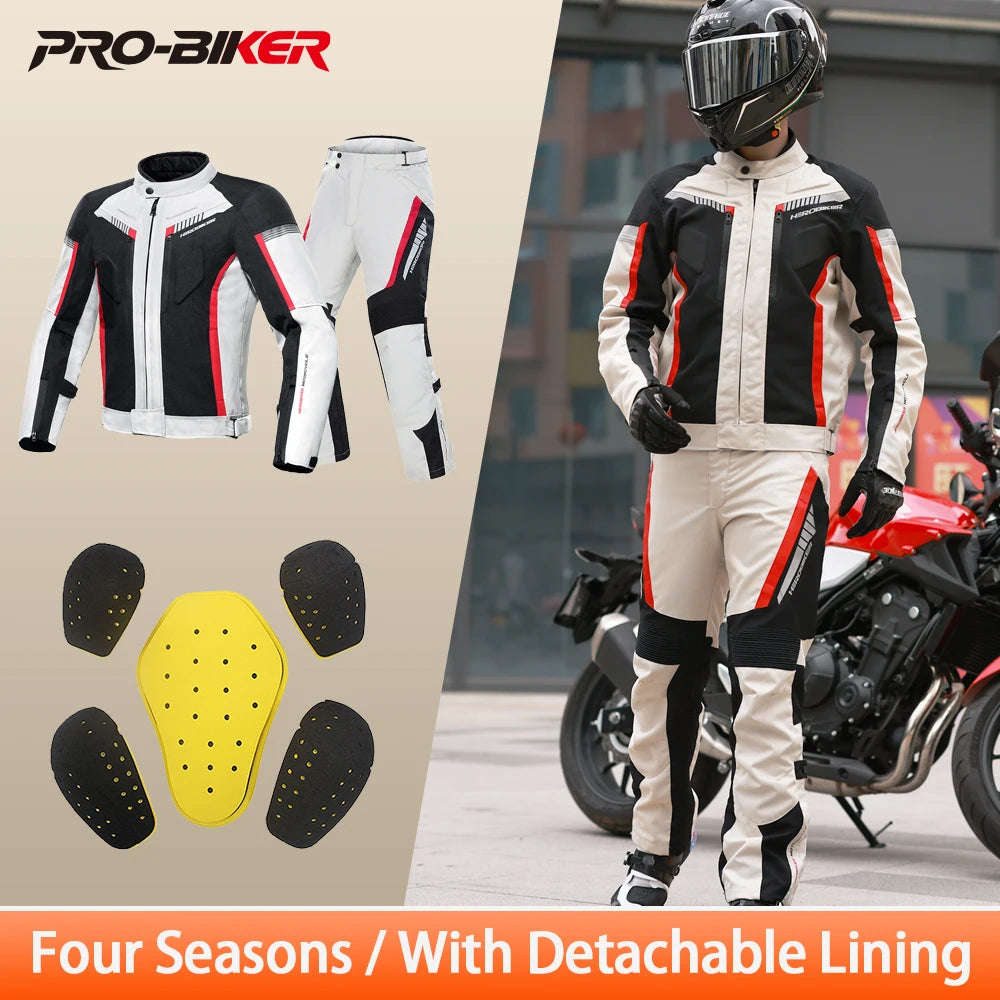 Men's Motorcycle Jacket Anti-fall Wear-resistant Motorbike Jacket With 5pcs Protector Motocross Racing Clothing Protection