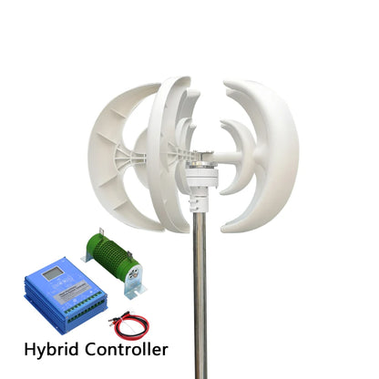 Vertikal Vindturbin 2kW/3kW 12V/24V/48V – Låg Startvindshastighet MPPT Boost, Hybrid Sol+Vind eller Off-Grid Ren Sinusvåg 220V