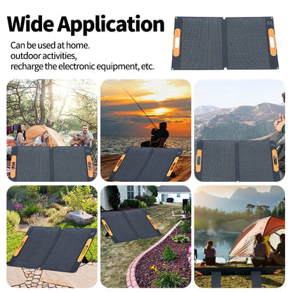 100W Portable Solar Panel Foldable Solar Panel Kit Waterproof Power Backup Solar Charger for Power Station Camping Solar