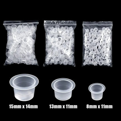 1000/100pcs Disposable Tattoo Ink Cups S/M/L Plastic Clear Holder Container Cap for Tattoo Pigment Permanent Makeup Accessories