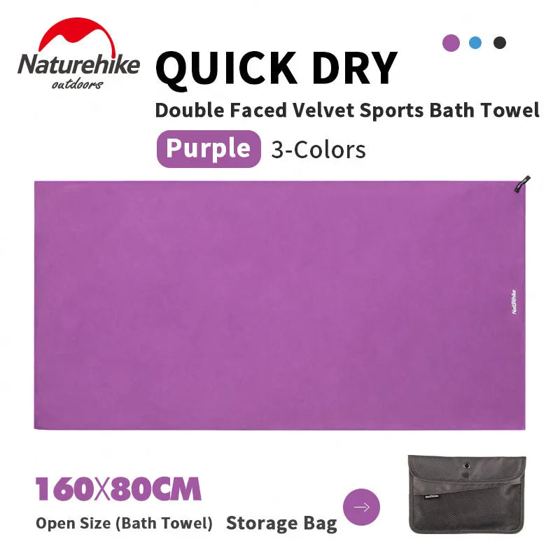 Naturehike Quick Drying Bath Towel Strong Absorbent Velvet Sides Soft Sport Towels for Tourist Fitness Gym Beach Swimming