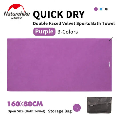 Naturehike Quick Drying Bath Towel Strong Absorbent Velvet Sides Soft Sport Towels for Tourist Fitness Gym Beach Swimming