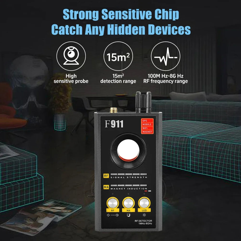 F911 Hidden Camera Detectors, Anti Spy Camera Finder, GPS Tracker Detectors, Bug & Hidden Devices Detector