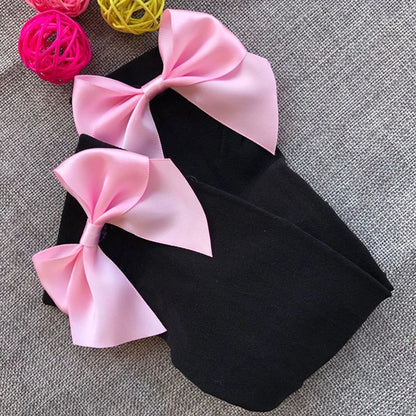 Dam Overknee Strumpor med Satinrosett – Elastiska Spets Tights Kväll & Fest, 3 Färger
