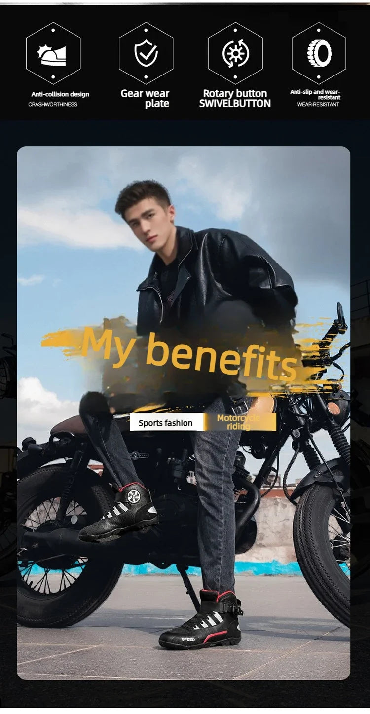 2026 New Leather Motos Breathable Anti Slip Wear-resistant Riders Boots Motorcycle Boots Men Motorbike Racing Ankle Length Shoes