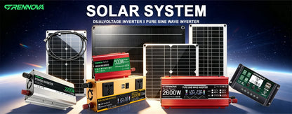 Grennova Portabelt Solkraftsystem – Ren Sinusvåg 1300W/2600W + 30W Solpanel + 60A MPPT 110V/220V Kylskåp TV Camping Husbil CE