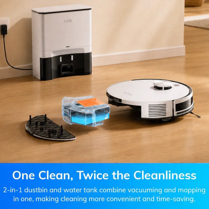 ILIFE A30 Pro Robot Vacuum Cleaner with Automatic Self-Emptying Station, 5000Pa Strong Suction, LDS Navigation, 180min Runtime, 2-in-1 Mop and Sweep, APP Control,  HomeFloor Carpet Clean