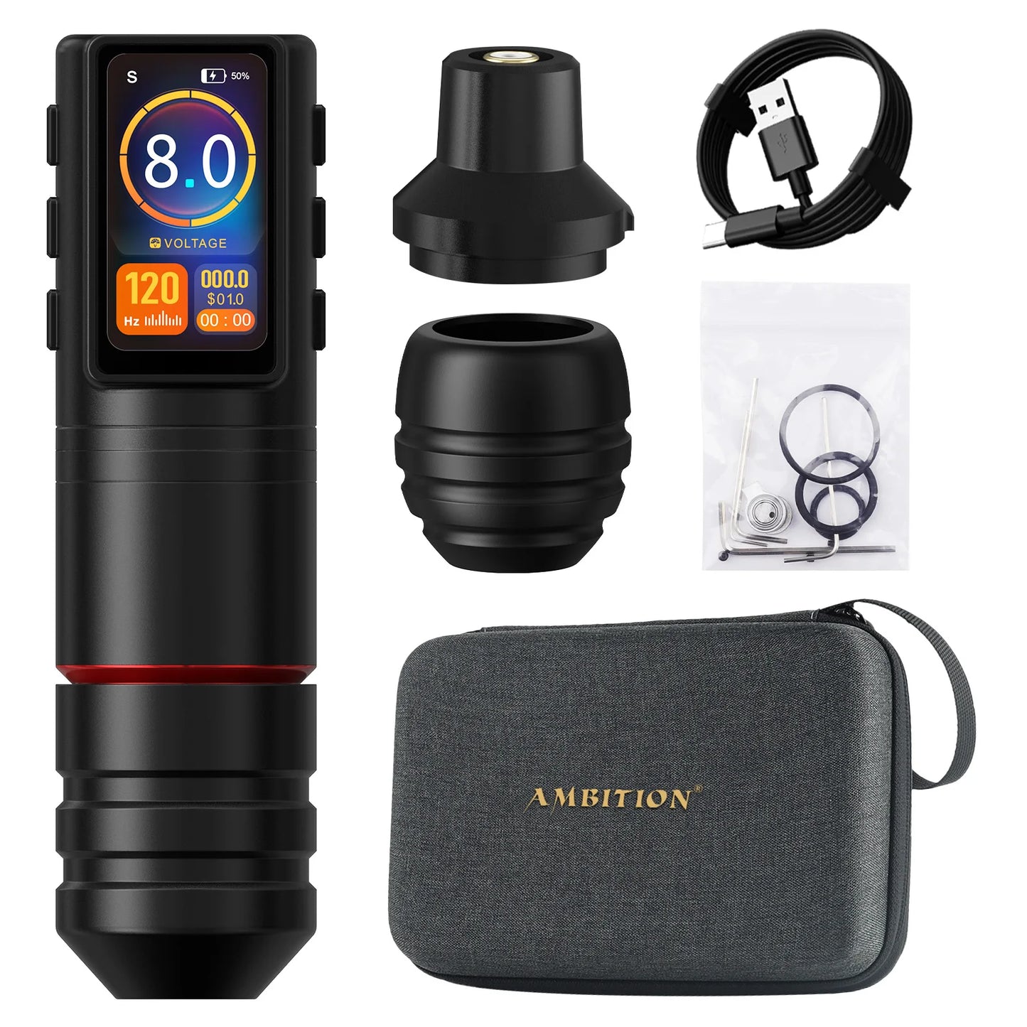 Ambition Ninja Pro+ Wireless Tattoo Machine Billing Battery Professional Rotary Pen Strong Coreless Motor 2000mAh for Artister