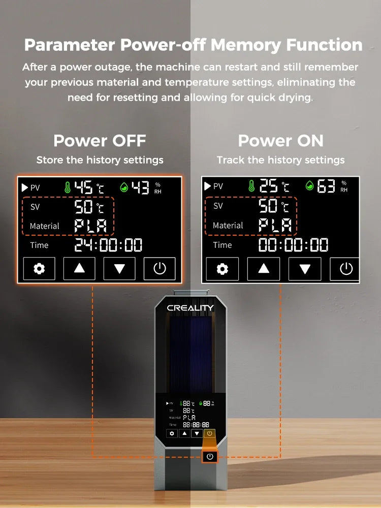 Creality Space Pi filamenttork med pekskärm – 45–70 °C och timer